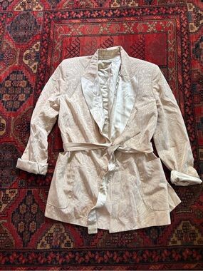 Alberta Ferretti Cream Textured Belted Blazer